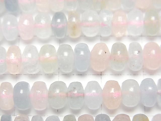 【動画】ベリルミックス(マルチカラーアクアマリン)AA++ ロンデル(ボタン)6×6×4mm 半連/1連(約38cm) サムネイル2