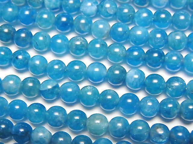 【動画】ブルーアパタイトAA++ ラウンド4mm 1連(約37cm)の画像