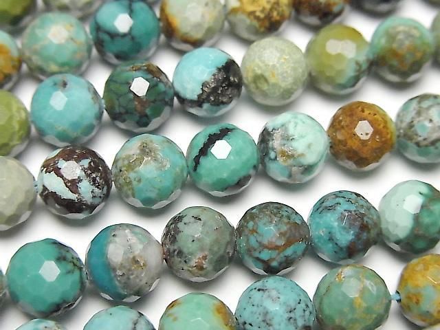 【動画】【素晴らしい輝き】ターコイズAA 128面ラウンドカット7~8mm 半連/1連(約34cm)の画像