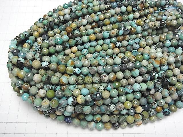 【動画】【素晴らしい輝き】ターコイズAA 128面ラウンドカット7~8mm 半連/1連(約34cm) サムネイル4