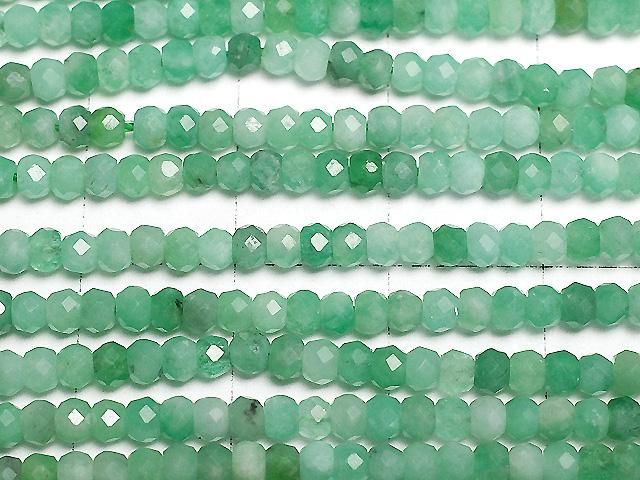 【動画】【素晴らしい輝き】ブラジル産エメラルドAAA- ボタンカット3×3×2mm 半連/1連(約37cm) サムネイル2