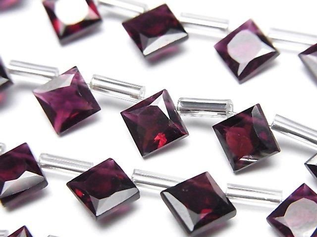 【動画】宝石質ピンクパープルガーネットAAA ダイヤ プリンセスカット8×8mm 1連(8粒)の画像