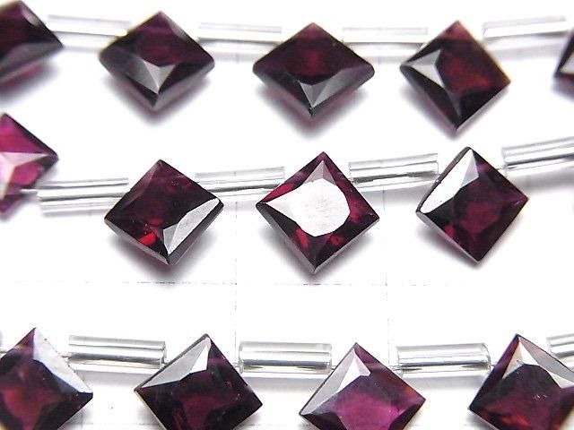 【動画】宝石質ピンクパープルガーネットAAA ダイヤ プリンセスカット8×8mm 1連(8粒) サムネイル2