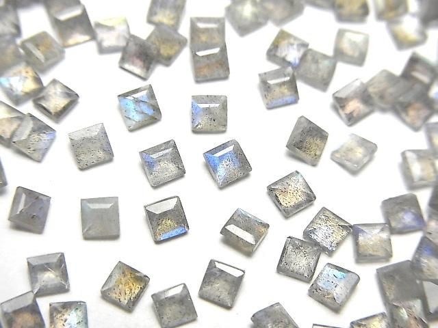 【動画】宝石質ラブラドライトAAA- ルース スクエアファセットカット3×3mm 10粒の画像