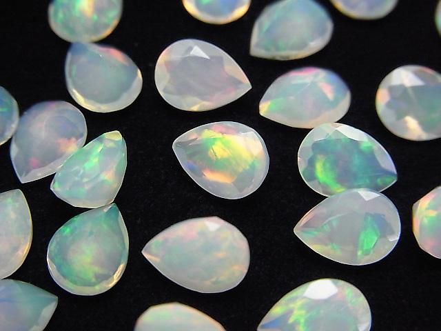 【動画】宝石質エチオピア産オパールAAA ルース ペアシェイプファセットカット8×6mm 3粒の画像