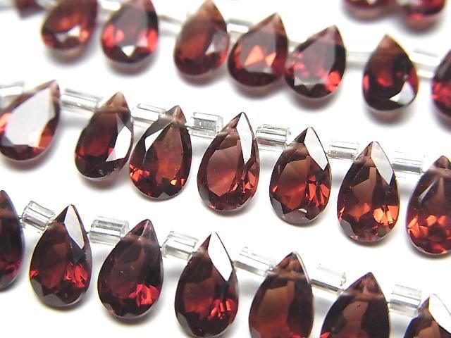 【動画】宝石質モザンビーク産ガーネットAAA ペアシェイプファセットカット8×5mm 半連/1連(28粒)の画像