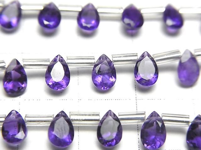 【動画】宝石質アメジストAAA ペアシェイプ ファセットカット6×4mm 1連(18粒) サムネイル2