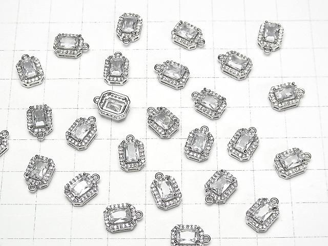 メタルパーツ CZ付きチャーム オクタゴン9×7mm シルバーカラー 2個 サムネイル4