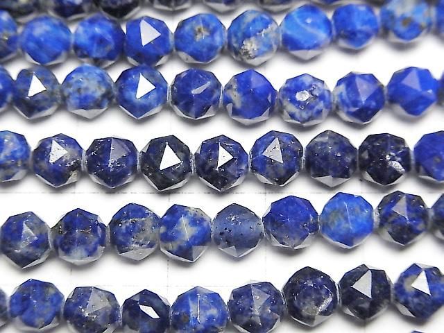【動画】【素晴らしい輝き】ラピスラズリAA スターラウンドカット6mm 1連(約37cm) サムネイル2