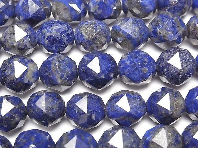 【動画】【素晴らしい輝き】ラピスラズリAA スターラウンドカット10mm 1連(約37cm)の画像