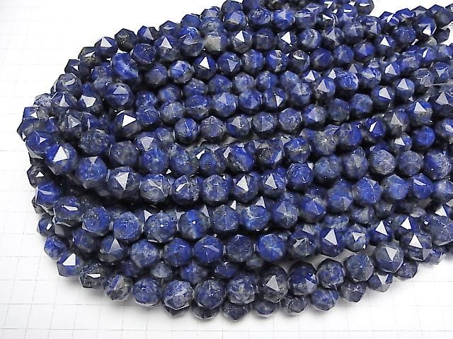 【動画】【素晴らしい輝き】ラピスラズリAA スターラウンドカット12mm 半連/1連(約37cm) サムネイル4
