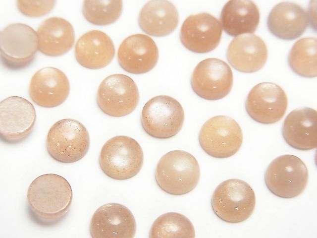 【動画】ピーチムーンストーンAAA- ラウンド カボション5×5mm 10個の画像