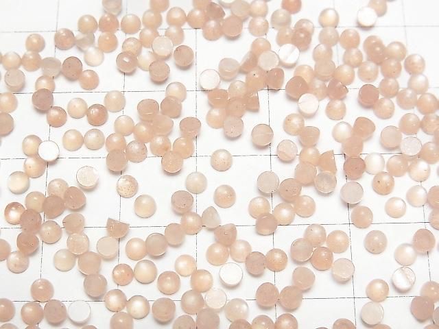 【動画】ピーチムーンストーンAAA- ラウンド カボション3×3mm 10個 サムネイル3
