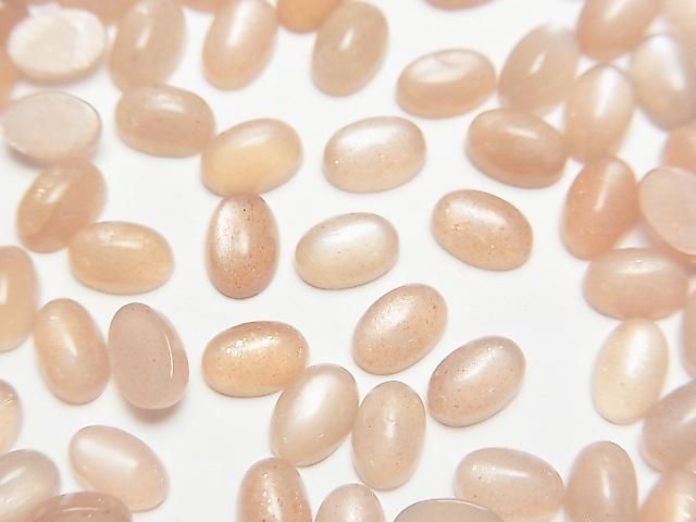 【動画】ピーチムーンストーンAAA- オーバル カボション6×4mm 10個の画像