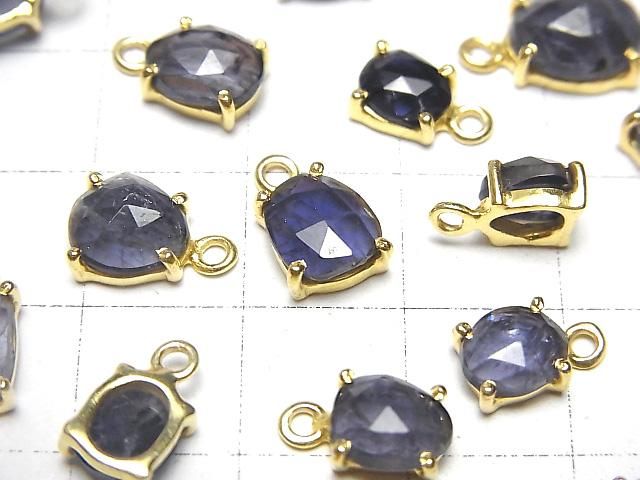 【動画】宝石質アイオライトAA++ 枠留めフリーフォーム ローズカット 18KGP 3個 サムネイル2