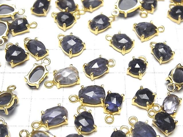 【動画】宝石質アイオライトAA++ 枠留めフリーフォーム ローズカット 18KGP 3個 サムネイル4