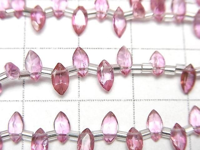 【動画】宝石質ピンクトパーズAAA マーキスファセットカット6×3mm 1連(28粒) サムネイル2