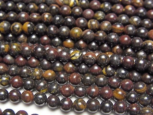 【動画】アイアンタイガーアイ ラウンド3mm 1連(約38cm)の画像