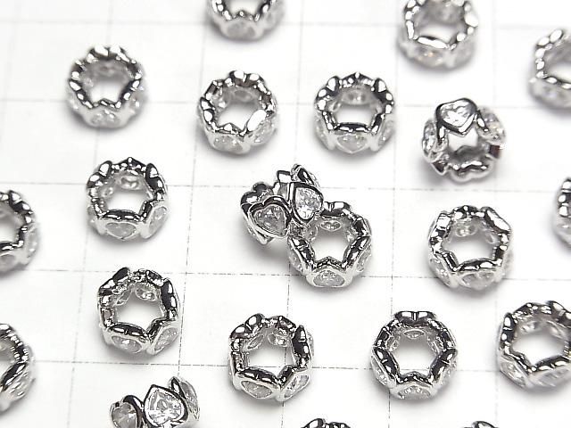 メタルパーツ ロンデル8.5×8.5×4mm シルバー(CZ付) 2個 サムネイル3