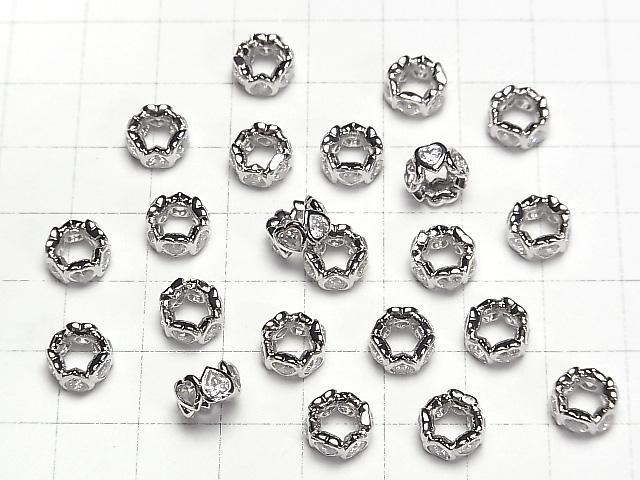 メタルパーツ ロンデル8.5×8.5×4mm シルバー(CZ付) 2個 サムネイル4