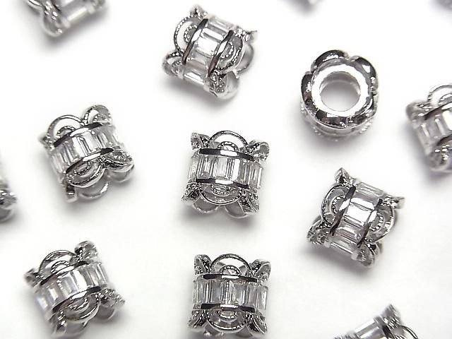メタルパーツ ロンデル7×7×7.5mm シルバー(CZ付) 1個の画像