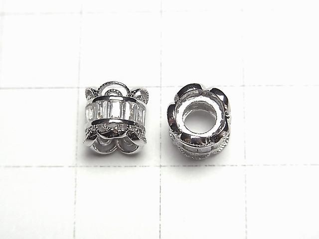 メタルパーツ ロンデル7×7×7.5mm シルバー(CZ付) 1個 サムネイル2