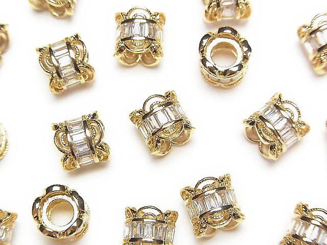 メタルパーツ ロンデル7×7×7.5mm ゴールド(CZ付) 1個の画像