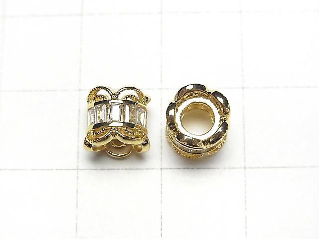 メタルパーツ ロンデル7×7×7.5mm ゴールド(CZ付) 1個 サムネイル2