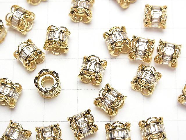 メタルパーツ ロンデル7×7×7.5mm ゴールド(CZ付) 1個 サムネイル3