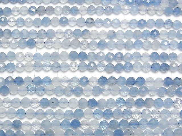 【動画】【素晴らしい輝き】アクアマリンAAA- ラウンドカット4mm 半連/1連(約37cm) サムネイル3