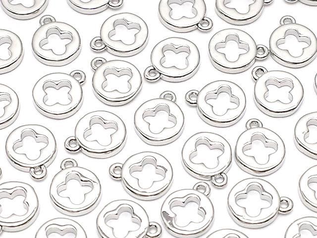 メタルパーツ エンドチャーム コイン5×5mm シルバーカラー 4個の画像
