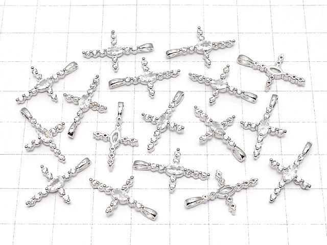 メタルパーツ 21×13mm クロス シルバーカラー(CZ付) 1個 サムネイル4