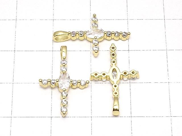 メタルパーツ 21×13mm クロス ゴールドカラー(CZ付) 1個 サムネイル2