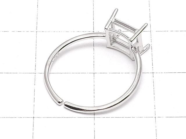 【動画】Silver925 リング空枠(爪留め)スクエアファセットカット6mm ロジウム フリーサイズ 1個 サムネイル3