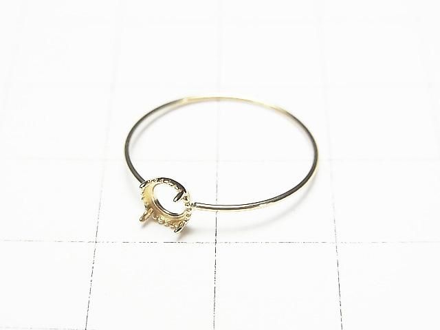 【動画】【日本製】【K10 Yellow Gold】リング空枠(爪留め)ラウンド カボション4mm用 ミル打ち 1個 サムネイル3