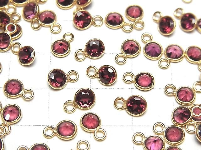 【動画】宝石質ロードライトガーネットAAA 枠留めラウンドファセットカット5×5mm 18KGP 3個 サムネイル3