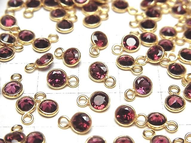 【動画】宝石質ロードライトガーネットAAA 枠留めラウンドファセットカット5×5mm 18KGP 3個 サムネイル4