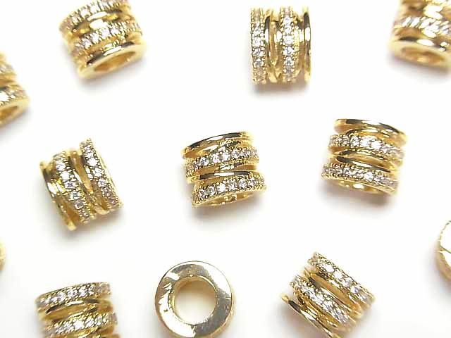メタルパーツ ロンデル8×8×6mm ゴールド(CZ付) 1個の画像