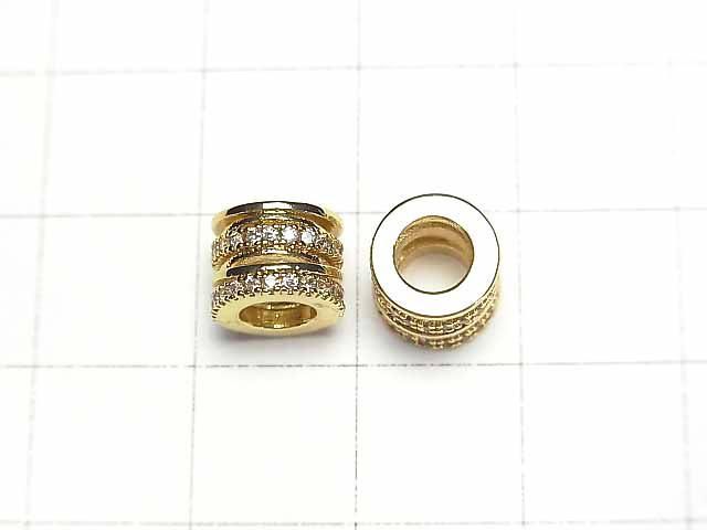 メタルパーツ ロンデル8×8×6mm ゴールド(CZ付) 1個 サムネイル2