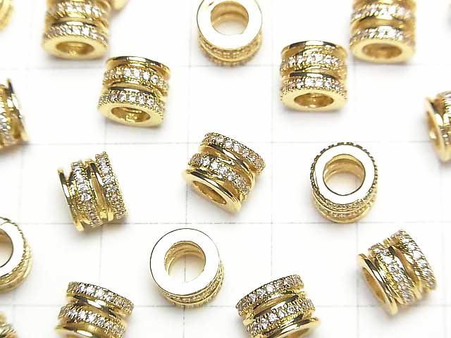 メタルパーツ ロンデル8×8×6mm ゴールド(CZ付) 1個 サムネイル3
