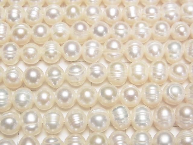 【動画】淡水真珠AA 縞入りポテト6~7mm ホワイト 1連(約33cm) サムネイル2