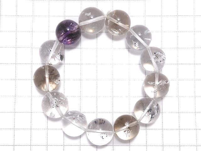 【動画】【1点もの】水入りクリスタル&アメジスト ラウンド16mm 1連(ブレス) NO.5 サムネイル2