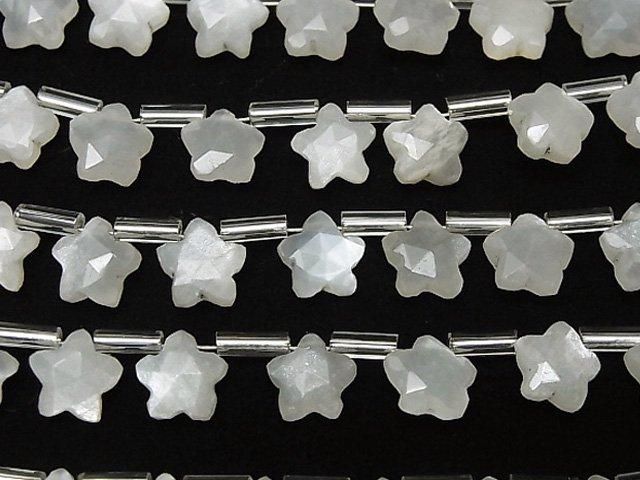 【動画】宝石質ホワイトムーンストーンAA++ スターカット8×8mm 1連(8粒) サムネイル3
