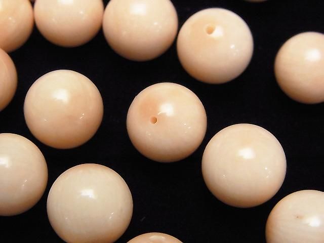 【動画】【粒売り】ライトピンクオレンジコーラル(染) 片穴ラウンド12mm 2粒の画像