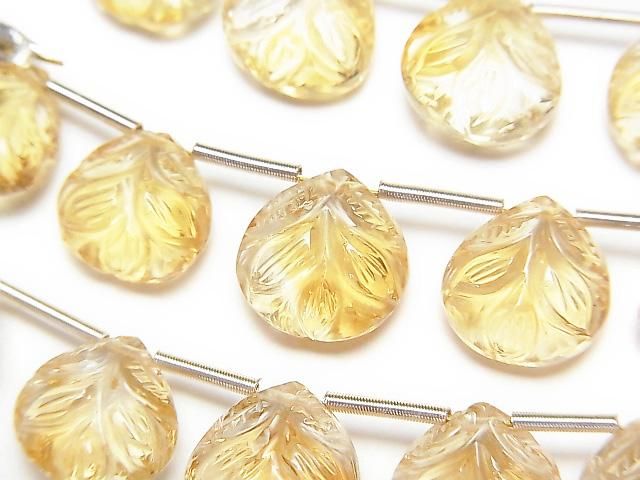 【動画】宝石質シトリンAAA 彫刻入りマロン10×10mm 1連(5粒)の画像
