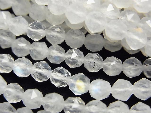 【動画】【素晴らしい輝き】レインボームーンストーンAA スターラウンドカット4mm 1連(約37cm)の画像