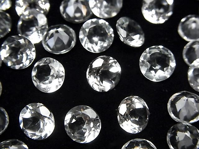 【動画】宝石質ホワイトトパーズAAA ルース ラウンドファセットカット8×8mm 3粒の画像
