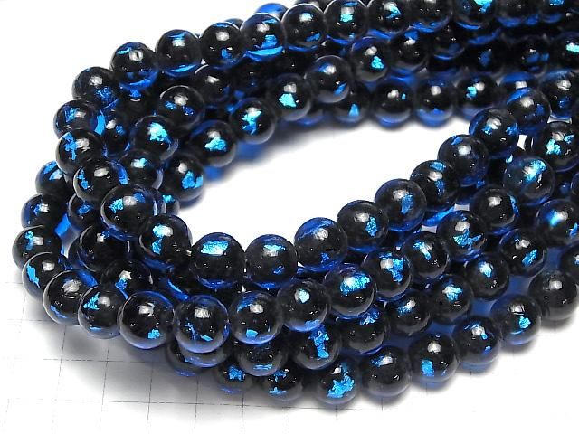 【動画】とんぼ玉 ラウンド12mm 【ライトブルー】 半連/1連(約36cm) サムネイル4