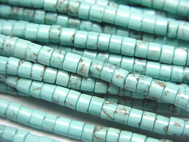 マグネサイトターコイズ ロンデル(ヘイシ)3×3×2mm 1連(約37cm)の画像