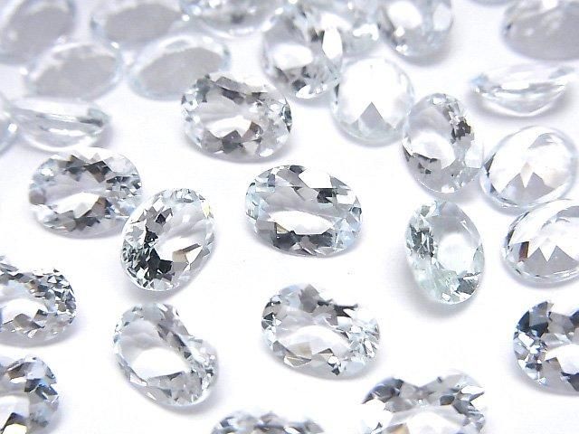 【動画】宝石質アクアマリンAAA ルース オーバルファセットカット8×6mm 2粒の画像